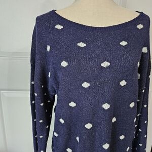 Navy and White Polka Dot Crewneck Sweater